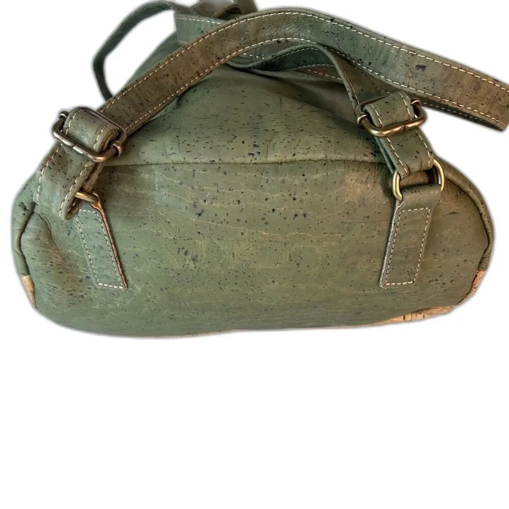 Portuguese Tan Olive Green 100% Natural Cork Convertible Sling Backpack